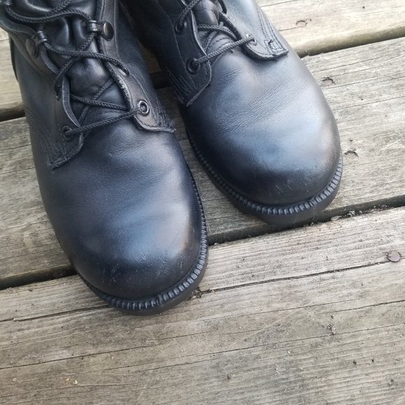 Vintage 90s y2k Grunge Punk Rock Black Leather Military Issue Combat Moto Boots - Picture 5 of 9